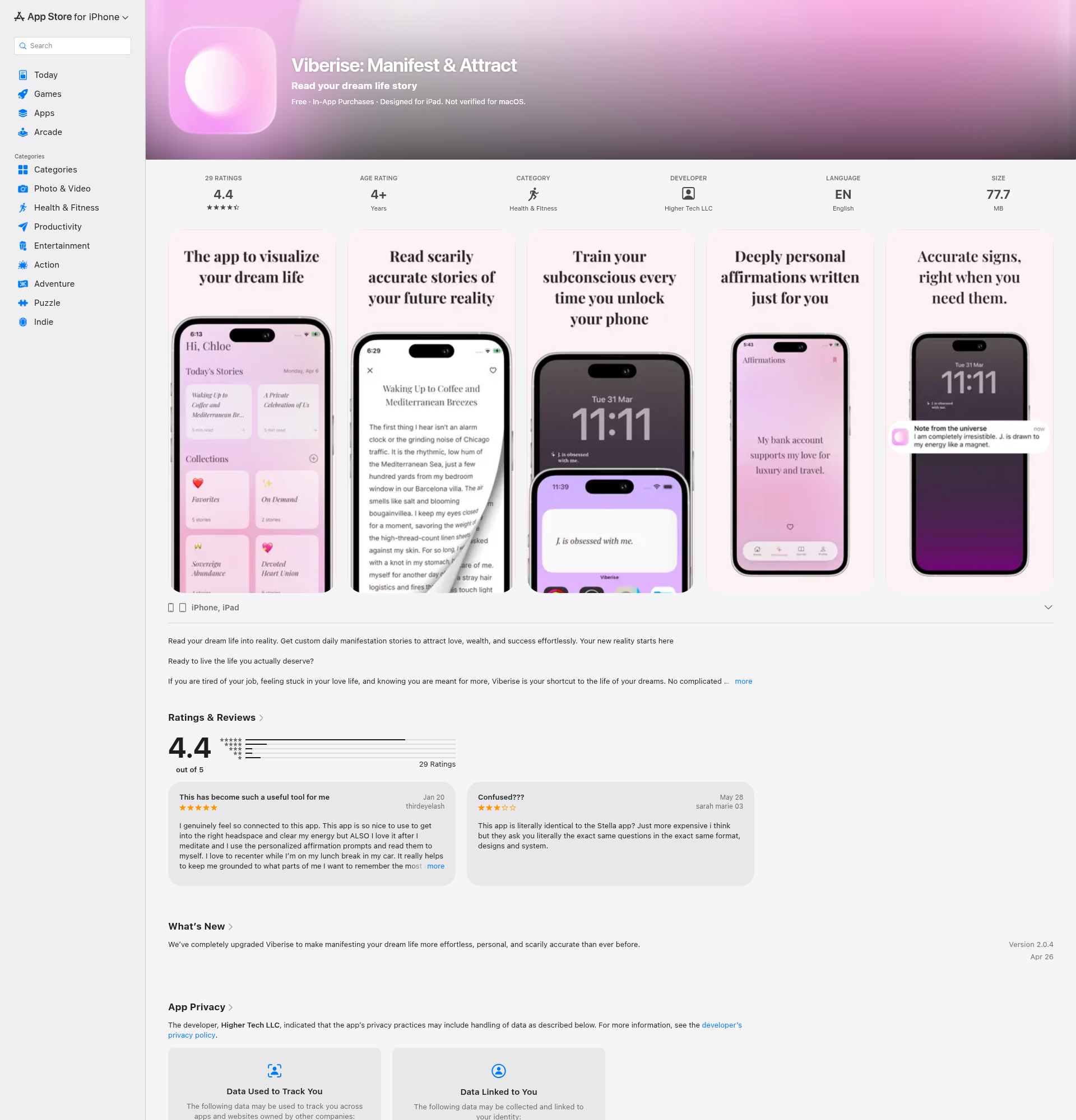 Landing page screenshot for apps.apple.com, 1920 by 2000 pixels