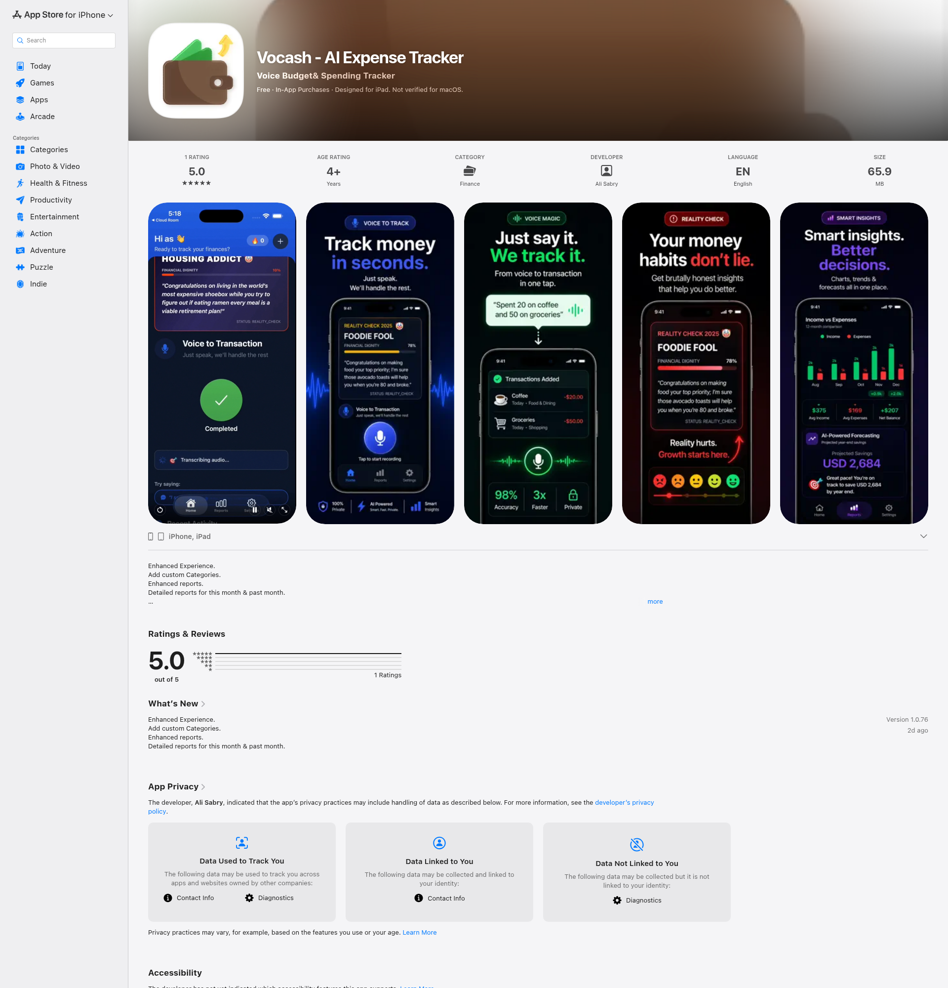 Landing page screenshot for apps.apple.com, 1920 by 2000 pixels