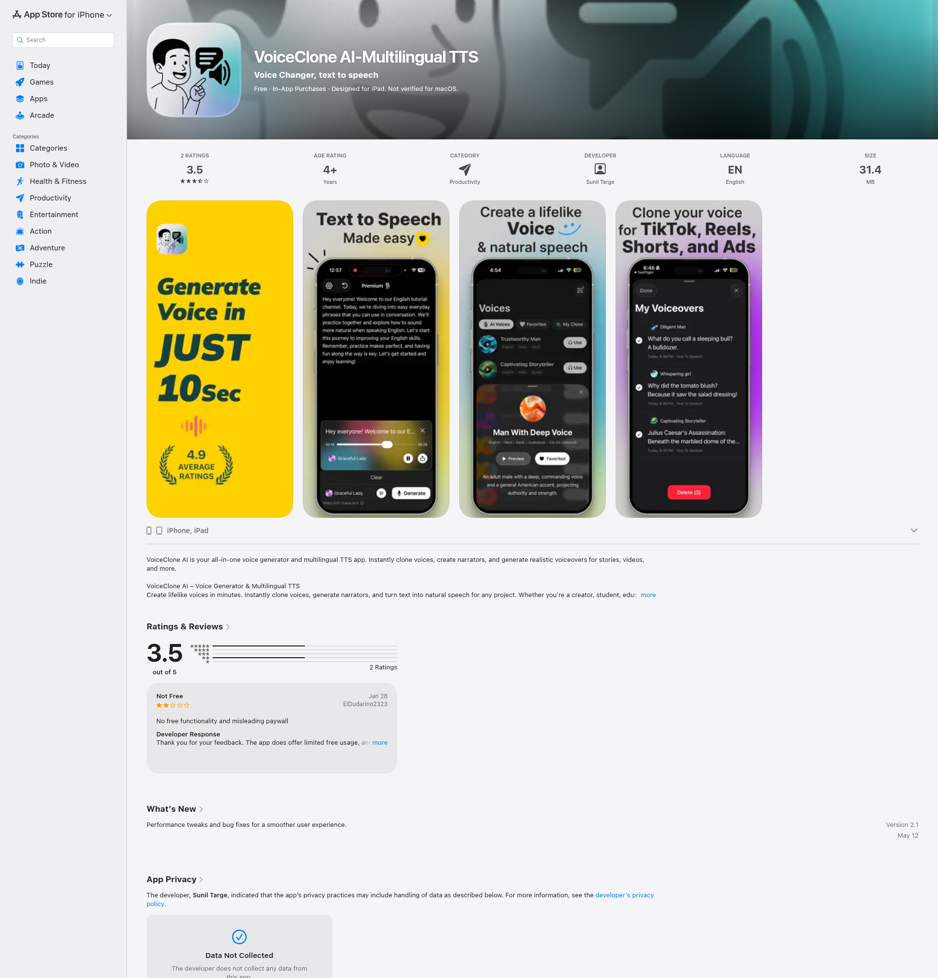 Landing page screenshot for apps.apple.com, 1920 by 2000 pixels