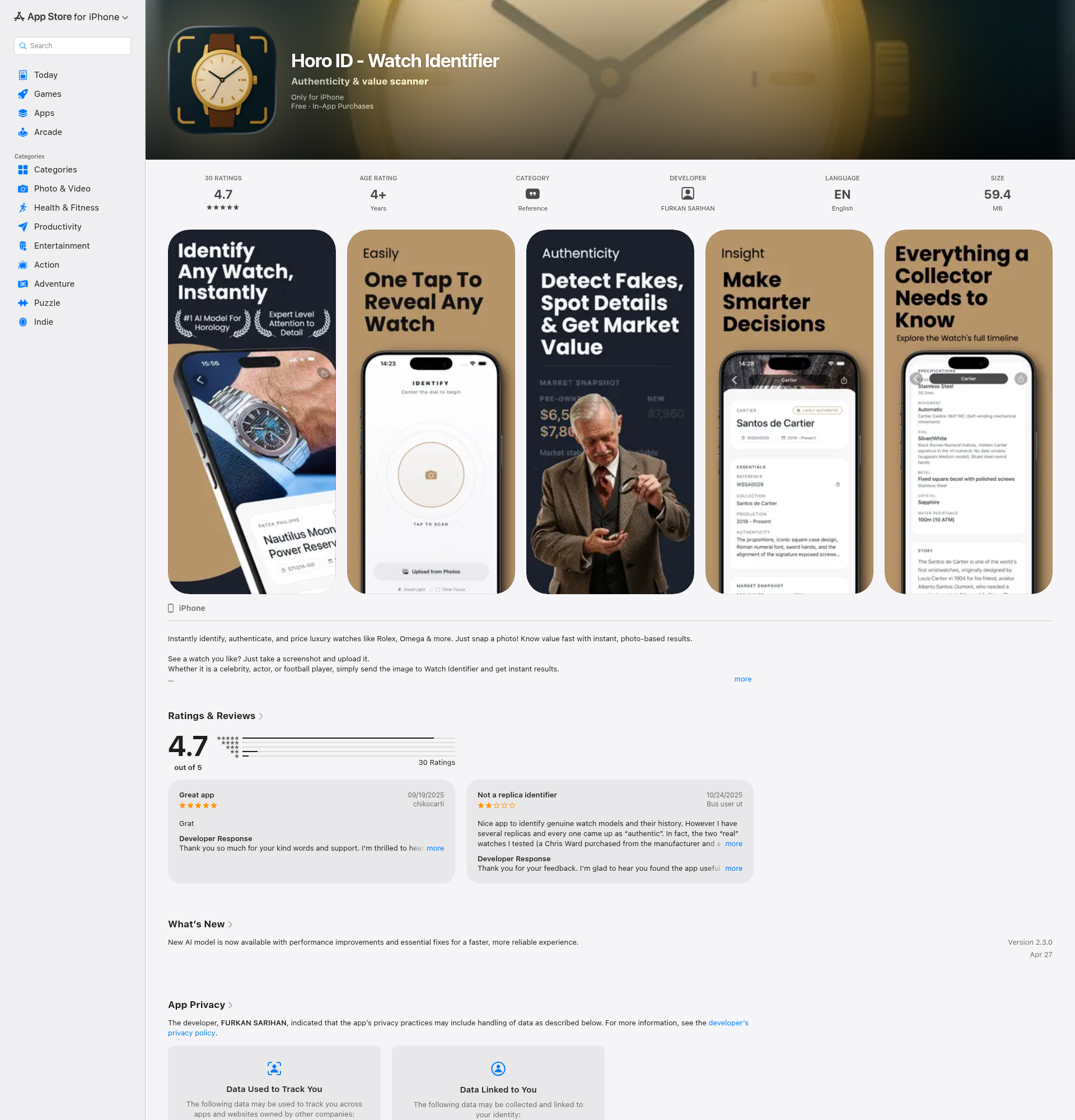 Landing page screenshot for apps.apple.com, 1920 by 2000 pixels