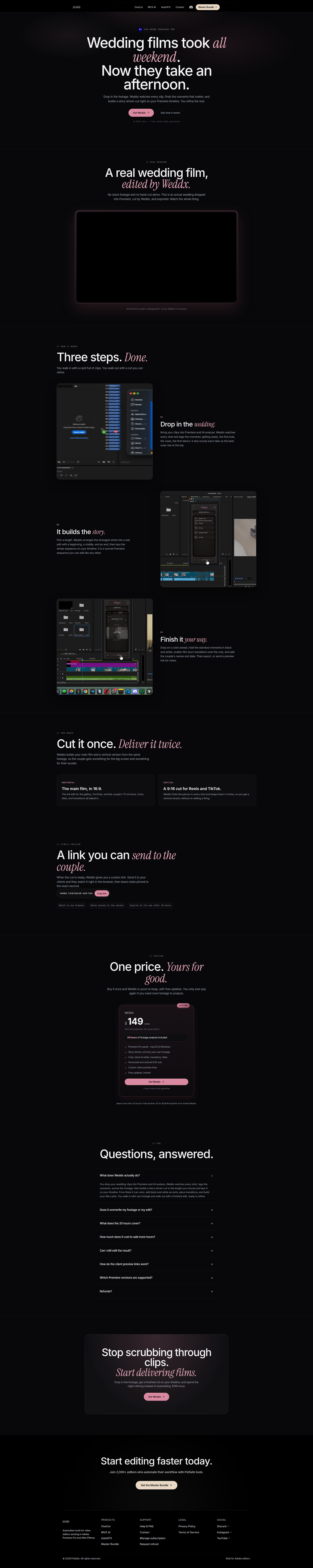 Landing page screenshot for pxlsafe.com, 1920 by 9618 pixels