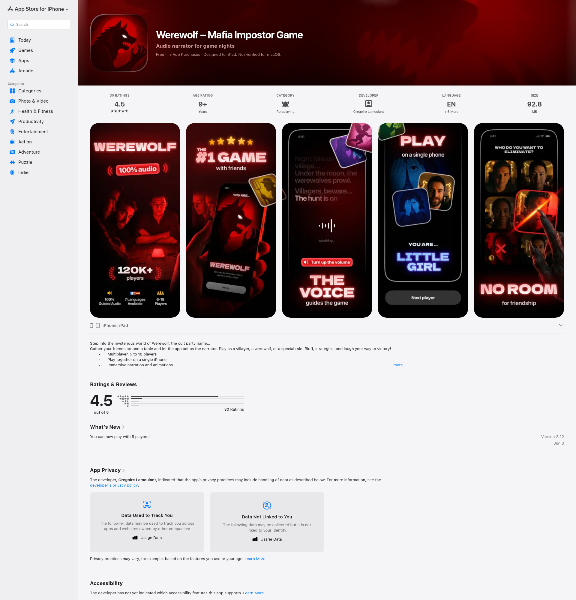 Landing page screenshot for apps.apple.com, 1920 by 2000 pixels