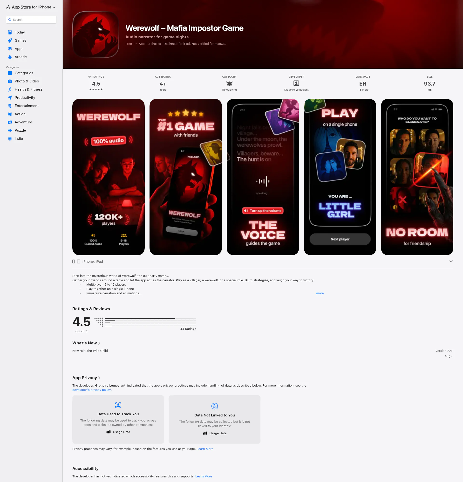 Werewolf : Undercover landing page