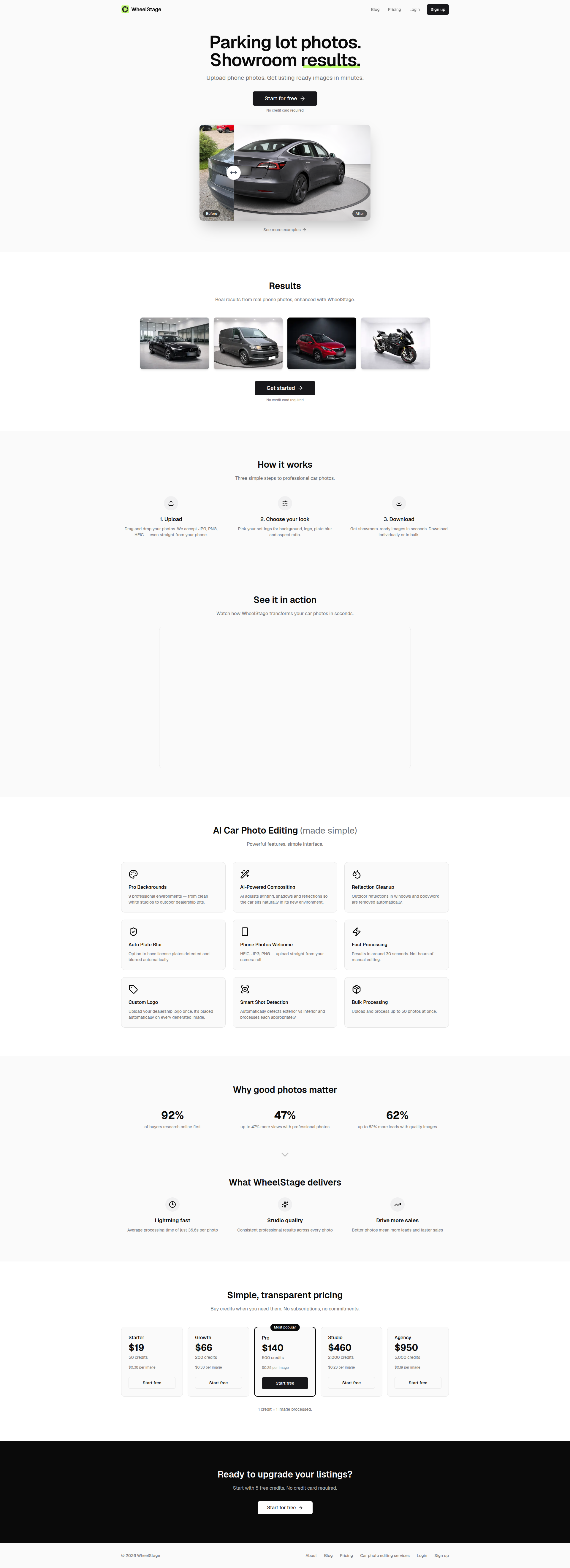 Landing page screenshot for wheelstage.com, 1920 by 5284 pixels