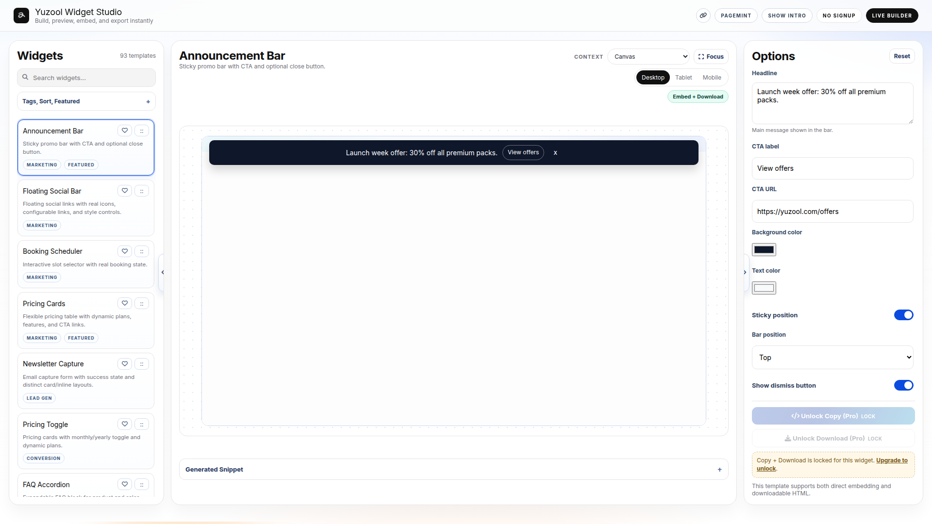 Landing page screenshot for yuzool.com, 1920 by 1080 pixels