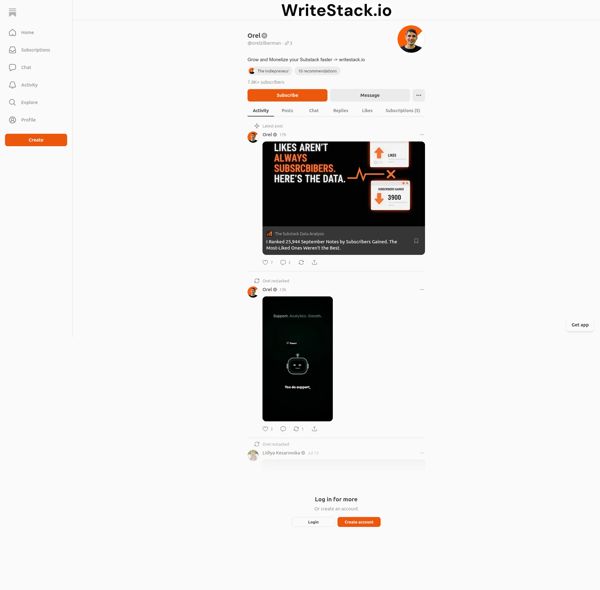 WriteStack landing page