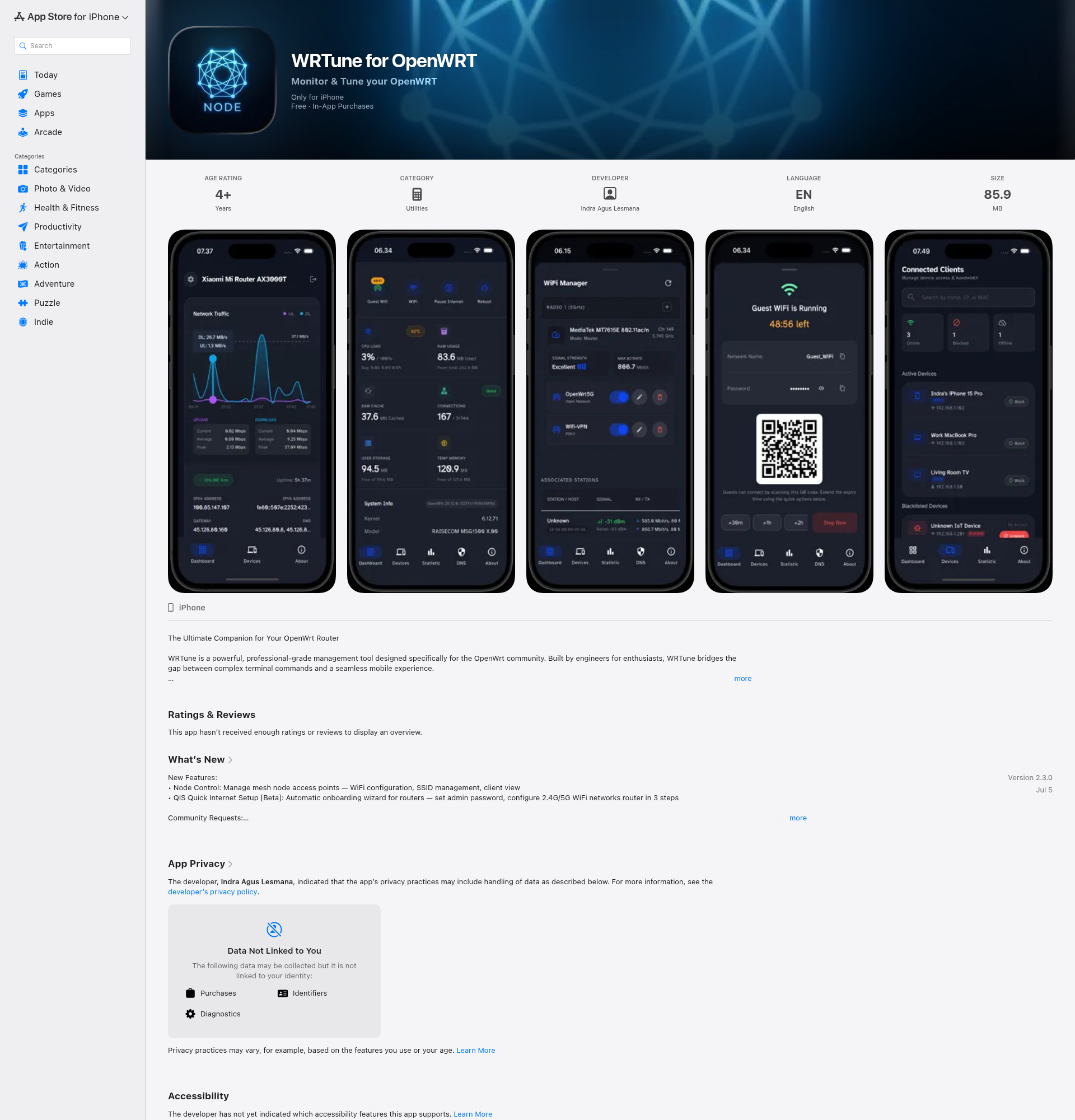Landing page screenshot for apps.apple.com, 1920 by 2000 pixels