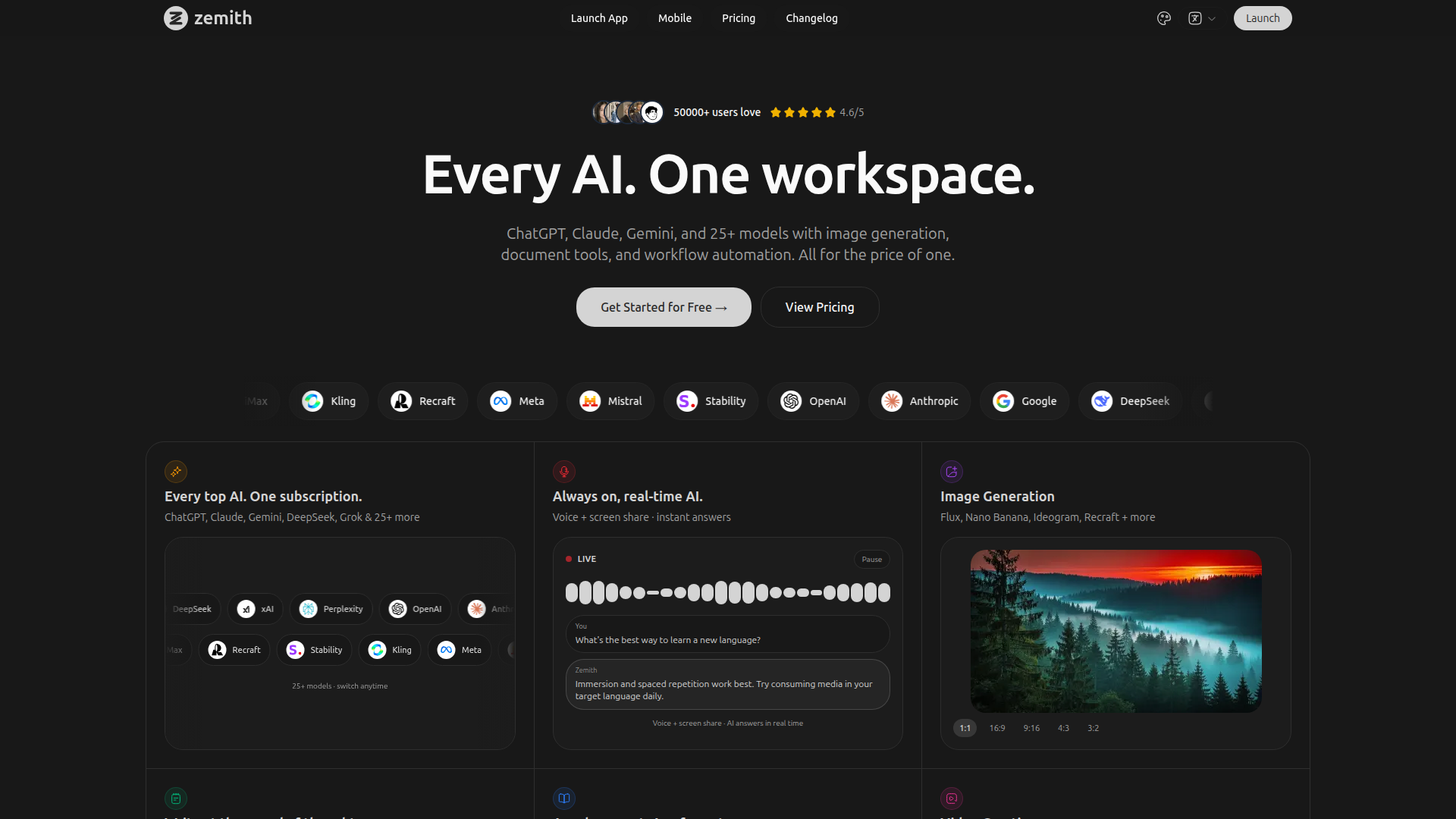 Landing page screenshot for zemith.com, 1920 by 1080 pixels