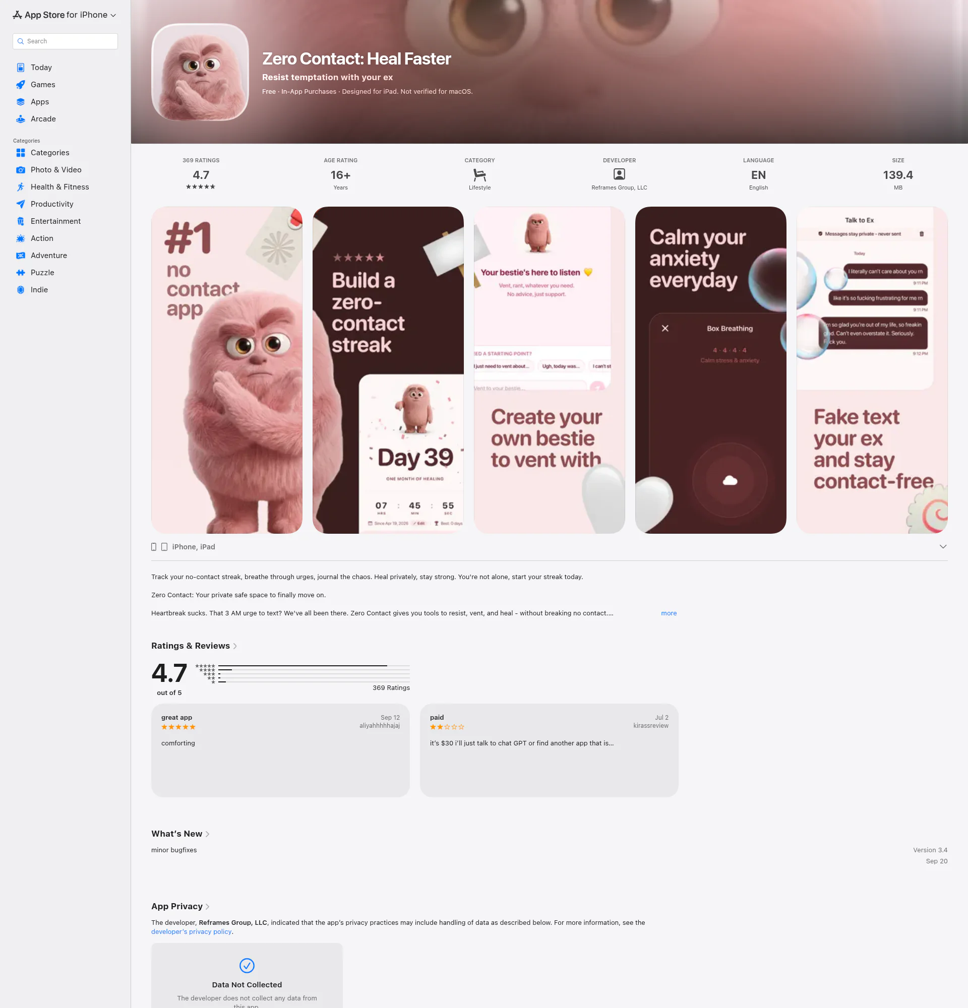 Zero Contact landing page