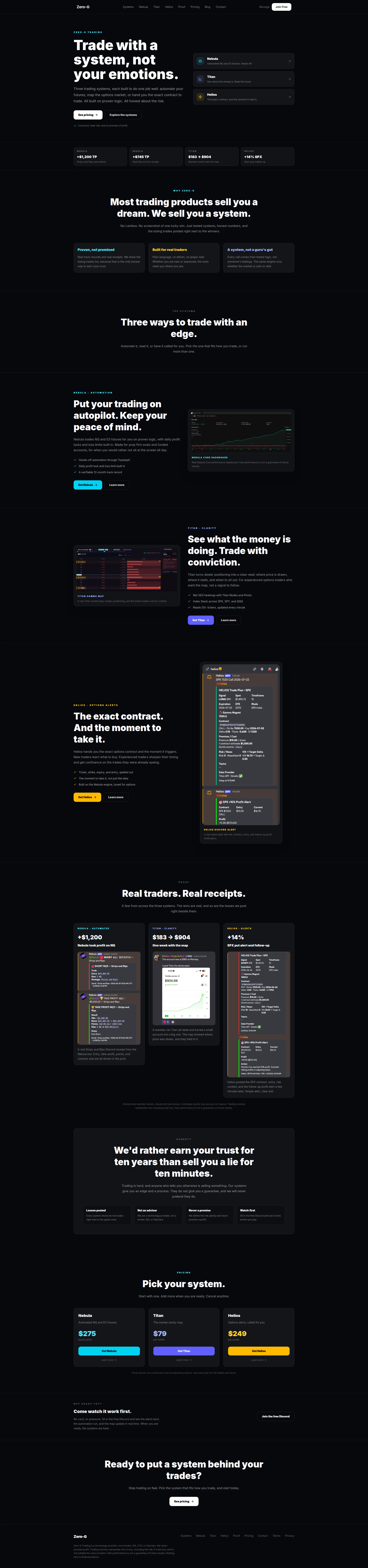 Zero G Trading website