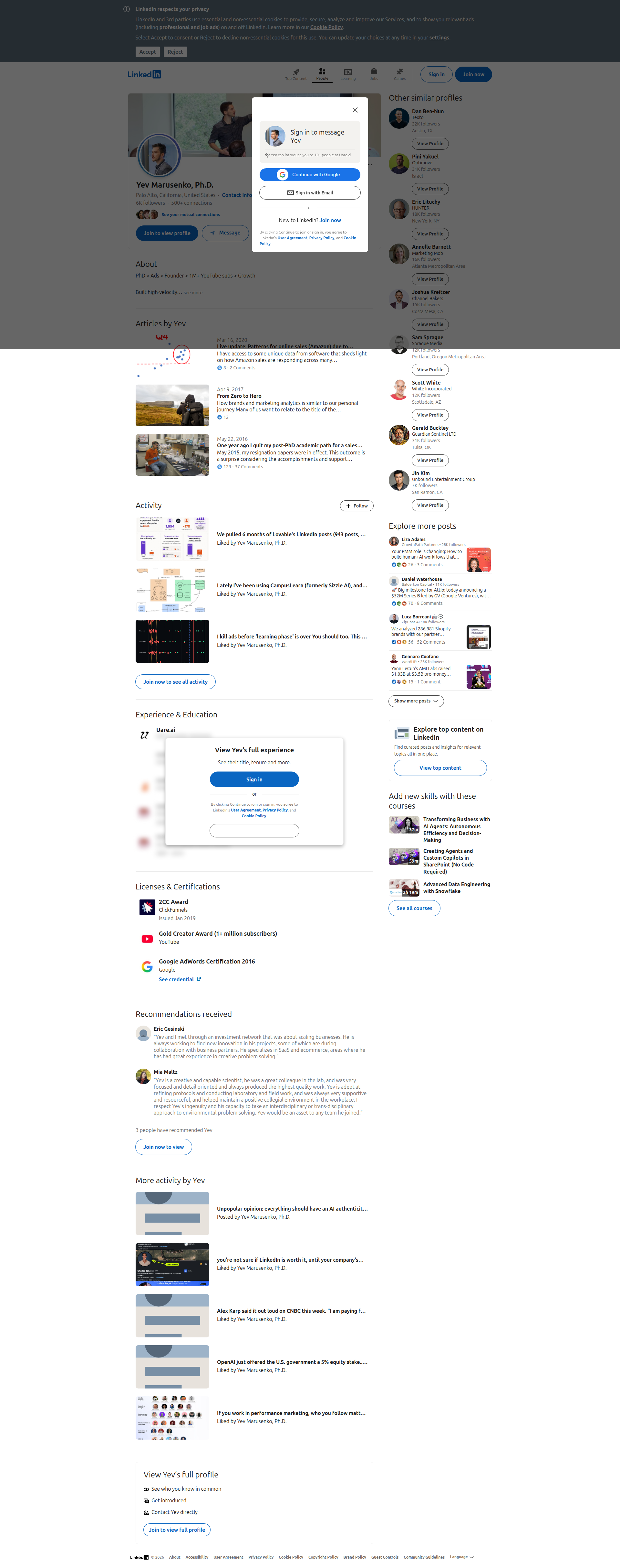 Landing page screenshot for linkedin.com, 1920 by 4848 pixels