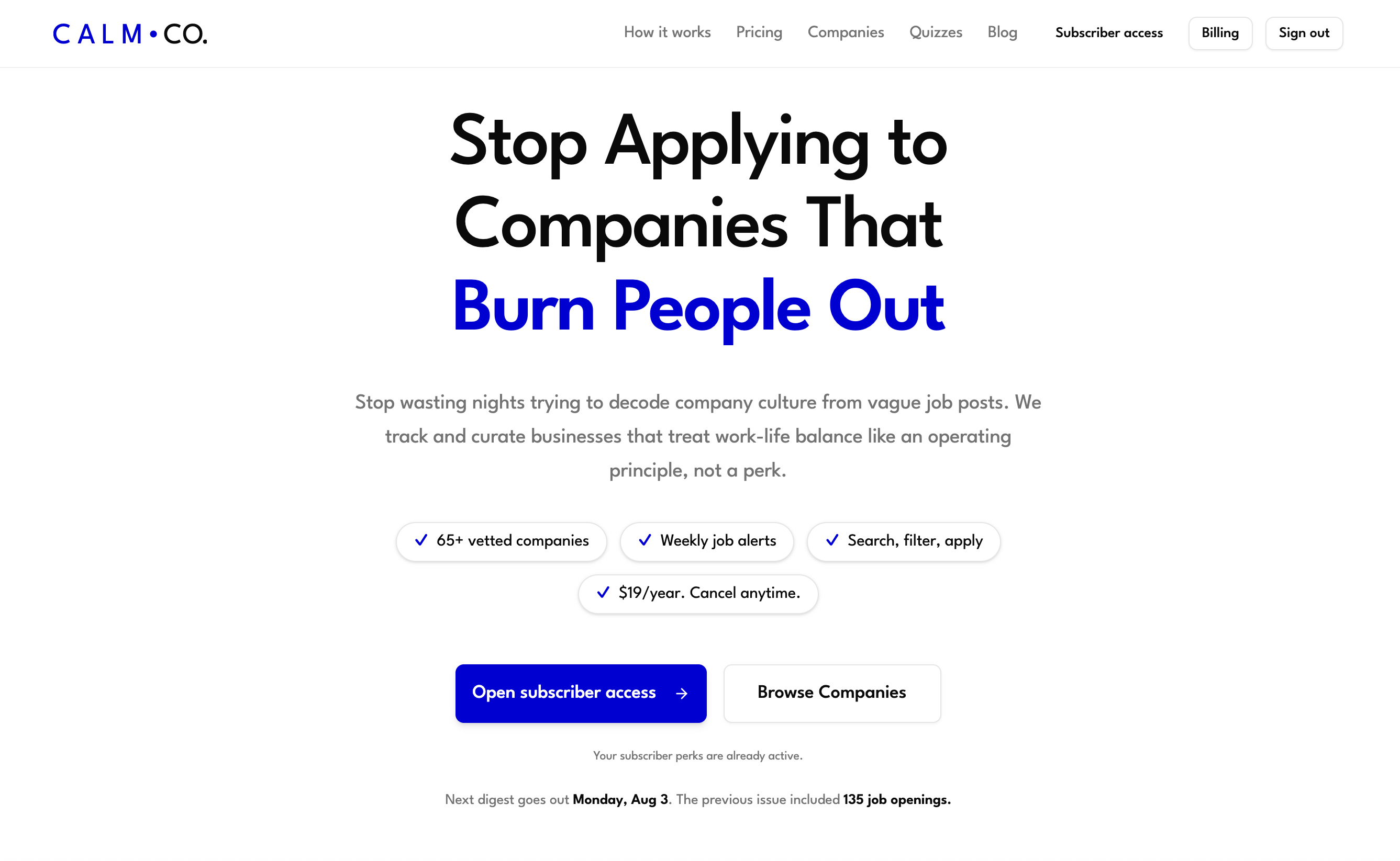 Calm Companies product update image