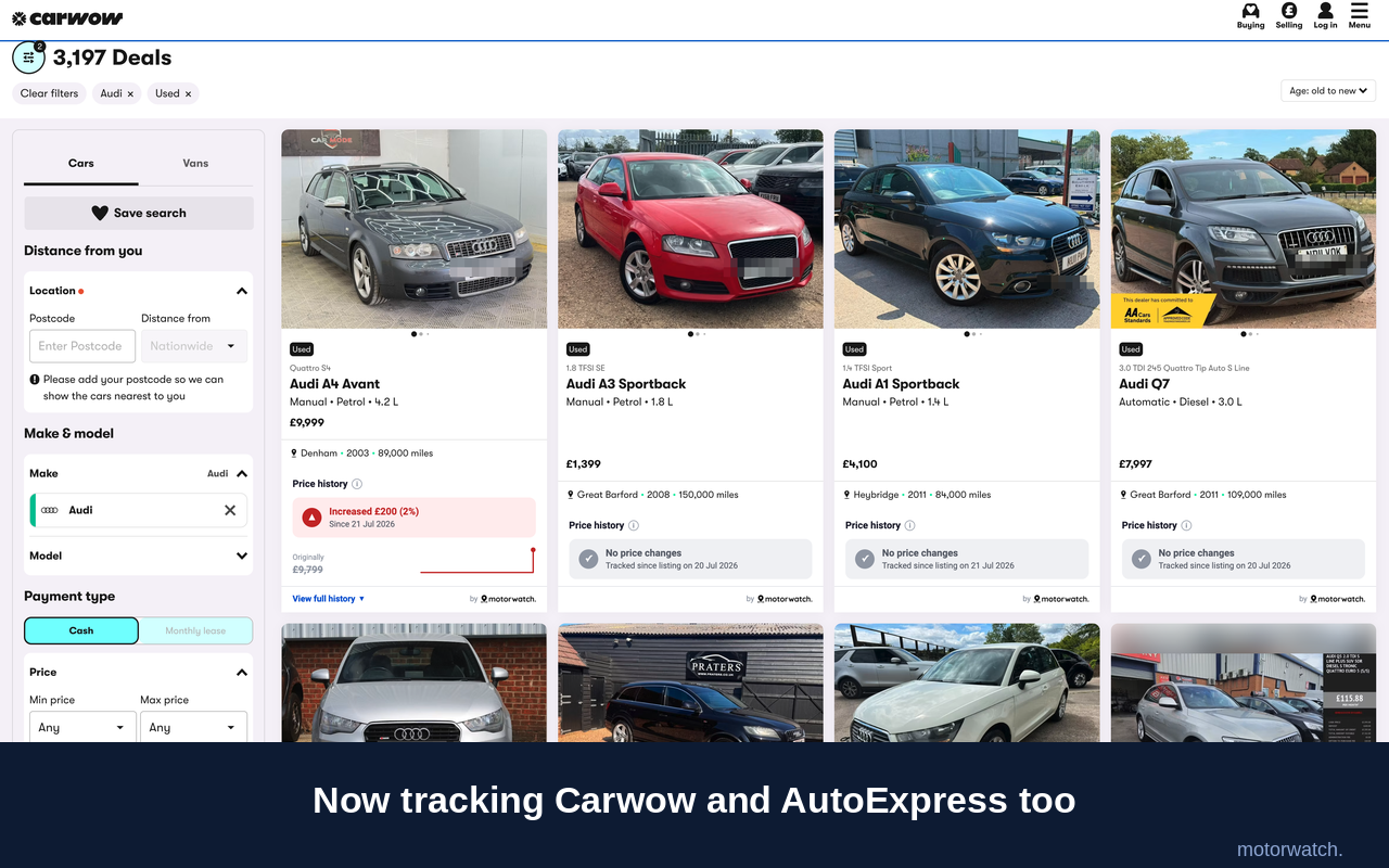 Motorwatch - Vehicle Price History | 10,000 + weekly users | Browser Extension product update image 3